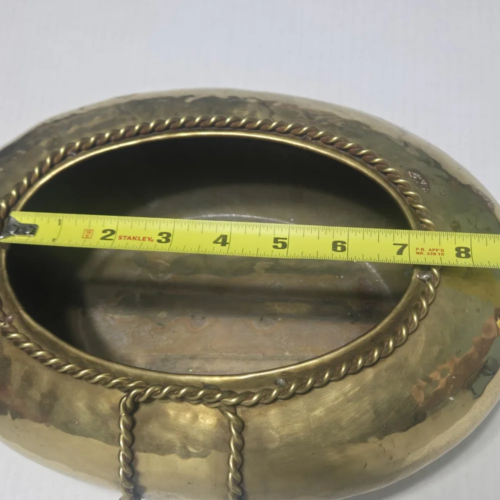 brass vase hammered vessel mid century modern container vintage planter plant - Picture 8 of 12